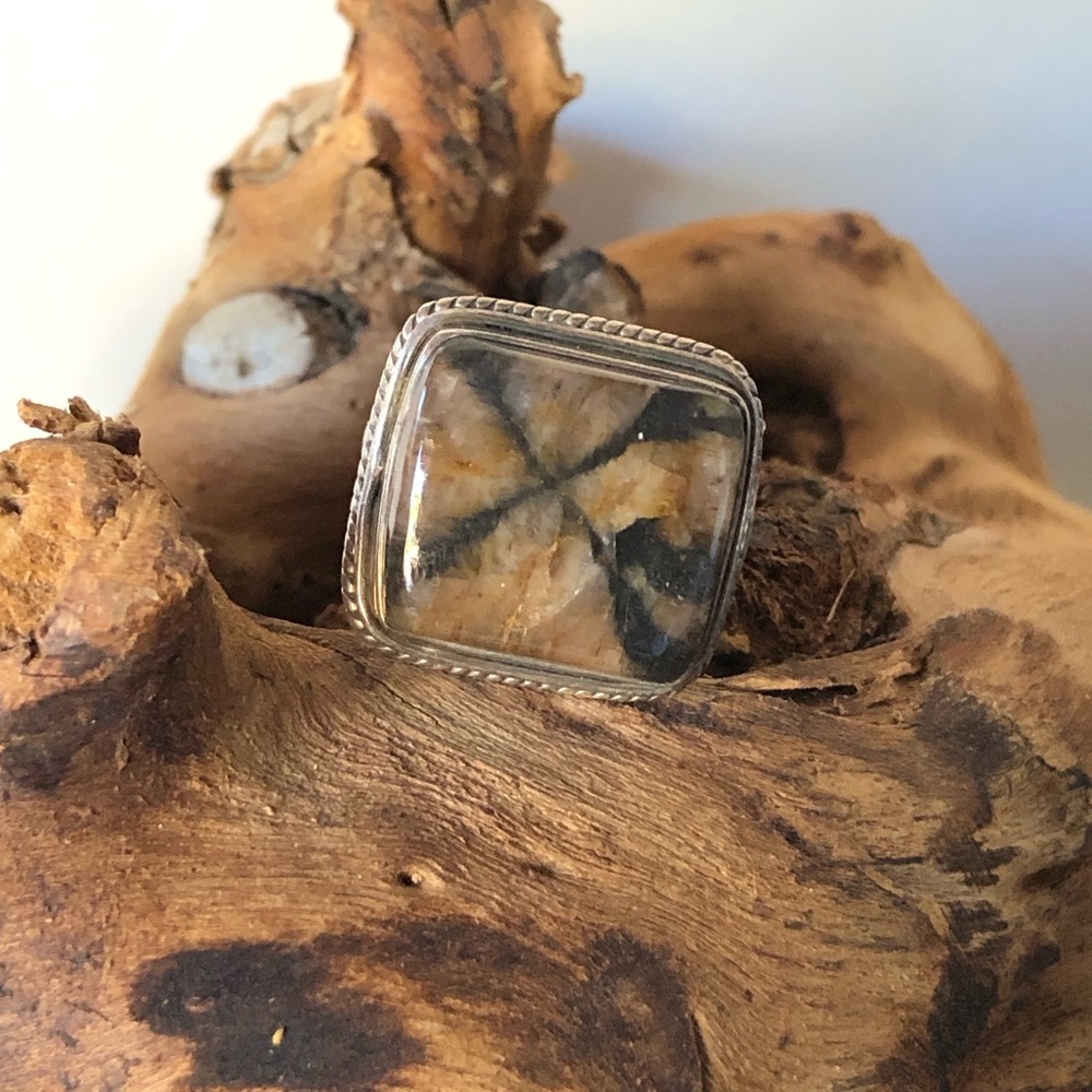 Sterling 925 Silver Ring with Stone Inlay-Labradorite? SZ-8 - Picture 5 of 12